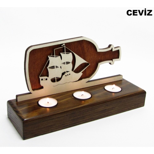 B&D Ahşap Tealight Mumluk Yelkenli Görsel 4